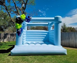 81M1r Light Blue Open Castle Full Size Bounce House