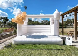 White Open Castle Full Size Bounce House