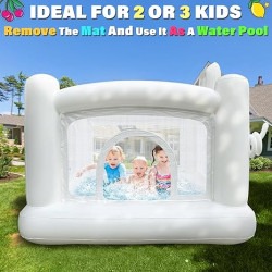 81W7q5rMBkL. AC SX466 1738187517.jpg White Toddler Bounce House - 3-In-1