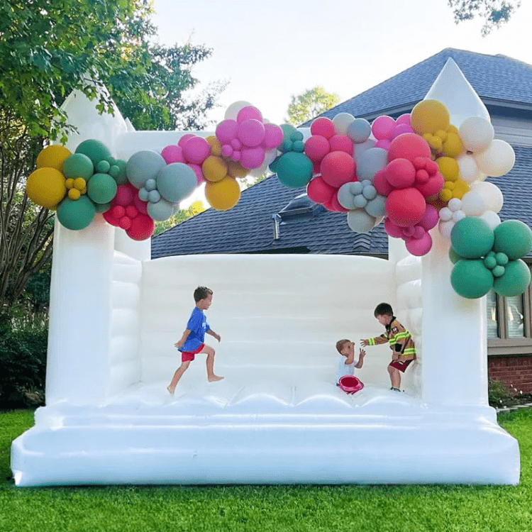 White Open Castle Full Size Bounce House